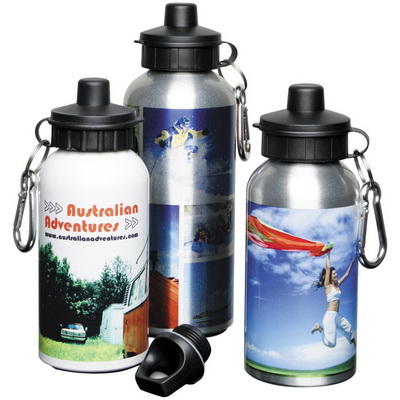 Image of Printed Aluminium Water Bottle in white printed full colour